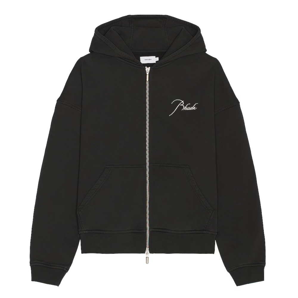 RHUDE Full Zip Heavyweight Hoodie in Vintage Black [Size XL]